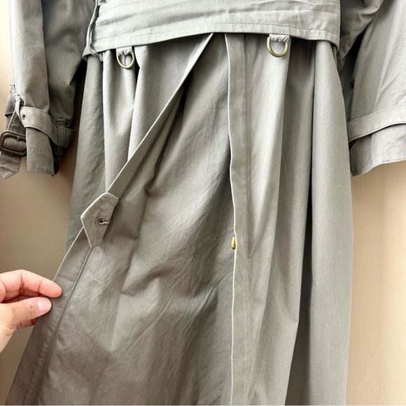 Burberrys Long Gabardine Trench Coat Wool Lining Vintage 90s Size 40R - Picture 6 of 16